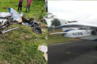Avioneta siniestrada en Nechí, Bajo Cauca antioqueño. /FOTOS: REDES SOCIALES