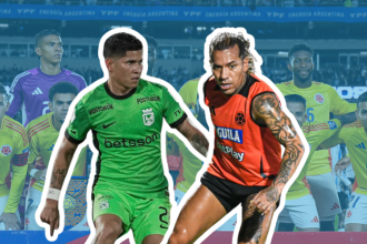 Jorman Campuzano (izq.), jugador de Atlético Nacional, y Dayro Moreno del Once Caldas. /FOTOS: INSTAGRAM @jormancampuzano21 - X @FCFSeleccionCol