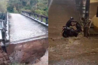 El puente afectado comunica a dos veredas. /FOTOS: CAPTURA VIDEO DENUNCIAS ANTIOQUIA