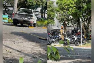 Así quedó el comando de Policía Antioquia tras la explosión. FOTO: CORTESÍA