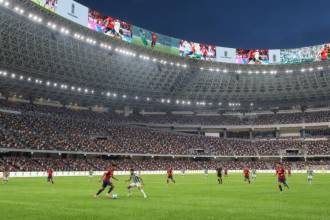 Simulación de partido entre Nacional vs. Medellín en el futuro estadio Atanasio Girardot. Estaría listo en el primer semestre de 2028. FOTO: CORTESÍA ALCALDÍA DE MEDELLÍN