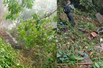 Así encontraron el helicóptero de la Policía que cayó en Caramanta, Antioquia. /FOTOS: CORTESÍA 