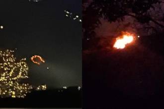 Incendio forestal en ladera oriental de Medellín. FOTO: DAGRD - D.R.A 