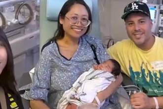 Así quedó la familia completa con la llegada inesperada del bebé. FOTO: TOMADA DE TELEMUNDO 52