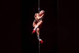 Sandra Suárez en Diosas 2025, su competencia de pole exotic. FOTO: CORTESÍA REGISTRO VERTICAL