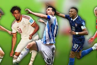 De izquierda a derecha: Brahim Díaz (Marruecos), Lamine Yamal (España), Lionel Messi (Argentina), Kylian Mbappé (Francia), Erling Haaland (Noruega). FOTOS: TOMADAS DE INSTAGRAM DE CADA SELECCIÓN