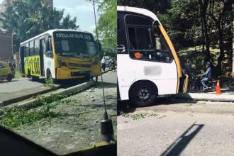 Accidente entre bus y moto dejó 5 heridos. FOTO: CORTESÍA