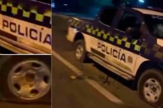 Así quedó la patrulla tras el ataque con ráfagas de fusil. /FOTOS: CORTESÍA