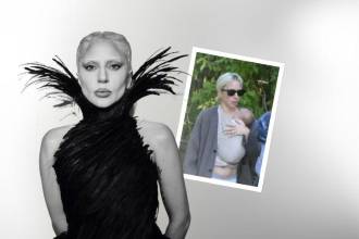 La artista apareció de repente cargando a su bebé en un fular. FOTOS: INSTAGRAM @LADYGAGA Y PAGESIX