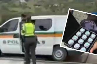 Algunas de las piedras que los uniformados le encontraron en un morral que llevaba. FOTOS: POLICÍA NACIONAL