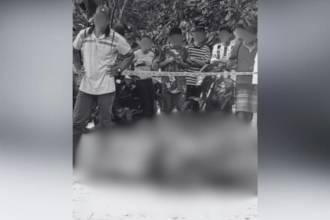 Acordonamiento y para realizar el levantamiento del cuerpo. FOTO: CORTESÍA DENUNCIAS ANTIOQUIA