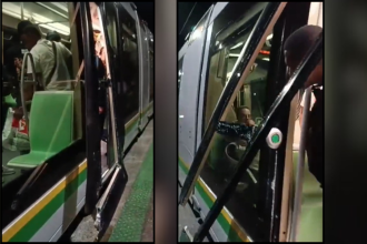 Así quedó el Tranvía tras el impacto./FOTOS: DENUNCIAS ANTIOQUIA