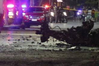 Así quedó el automóvil después de la gran explosión en la ciudad de Guayaquil, Ecuador. / FOTO: AFP