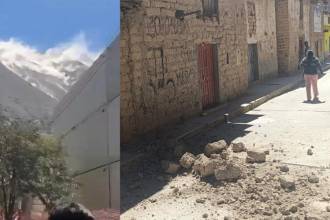 Daños en viviendas y caída de rocas en Perú tras el sismo. FOTO: TOMADA DE X @abicontrerassv