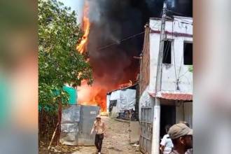 Lugar donde se produjo el incendio. FOTO: CORTESÍA DENUNCIAS ANTIOQUIA