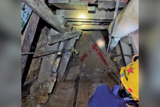 Este es el socavón en el que quedaron atrapados los mineros. En la tarde del martes, 23 de septiembre, ya habían avanzado varios metros. /FOTOS: CORTESÍA