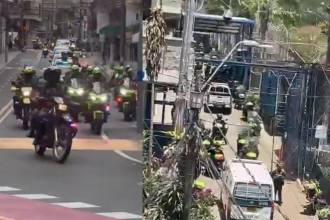 Vecinos de la zona registraron el tremendo despliegue policíal para el traslado. FOTO: TOMADA DE VIDEO
