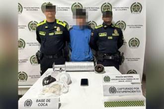 Hombre capturado en la Terminal del Sur. FOTO: POLICÍA NACIONAL