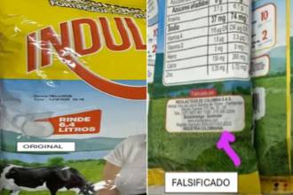 Invima alerta sobre la comercialización de leche en polvo falsificada. FOTO: INVIMA 