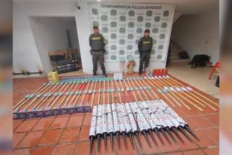 Incautación de pólvora en las vías de Antioquia. FOTO: DEPARTAMENTO DE POLICÍA ANTIOQUIA