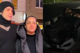 Izquierda: Yeferson Cossio y su mamá Luz Dary. A la derecha: como quedó el carro tras el accidente. FOTO: @YEFERSONCOSSIO