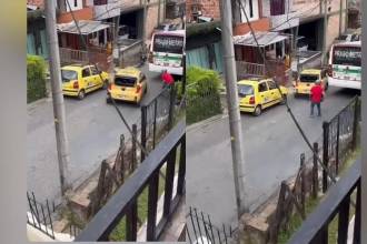 Taxista emprendió fuga después de chocar dos carros. FOTO: CORTESÍA DENUNCIAS ANTIOQUIA