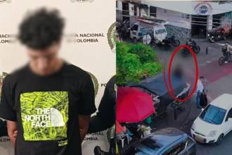 Hombre capturado después de robar cadenas de oro en Belén. FOTO: POLICÍA METROPOLITANA VALLE DE ABURRÁ 