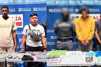 Ellos serían los cinco capturados, señalados de distribuir y vender droga en Barrio Antioquia. FOTO: CORTESÍA FISCALÍA