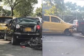 Accidente múltiple en la avenida Regional a la altura de La Aguacatala. FOTO: REDES SOCIALES PRENSA PAISA