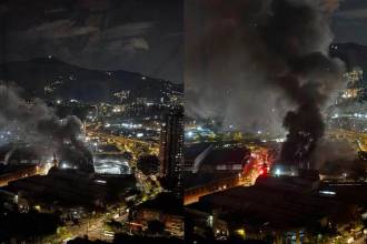 Las imágenes corresponden al incendio registrado en el sector de las bodegas en Sabaneta. FOTO: PRENSA PAISA