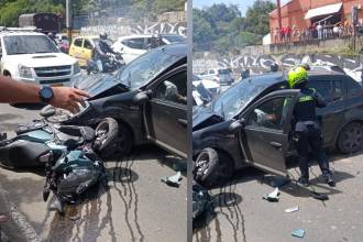 Accidente ocurrido en la autopista Norte, zona de ingreso al corredor Nacional, Medellín - Bogotá. /FOTOS: DENUNCIAS ANTIOQUIA