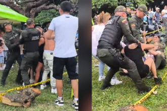 Riña en pleno Desfile de Autos Clásicos y Antiguos en Medellín. /FOTOS: DENUNCIAS ANTIOQUIA