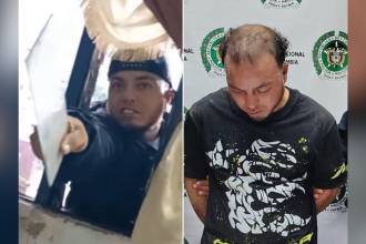 El hombre amenazando a su expareja (izq.). El mismo sujeto tras su captura (der.). FOTOS CAPTURA: DE VIDEO Y RED SOCIAL X @MANUELVILLAME