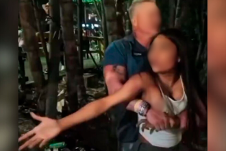 Extranjero retuvo a una mujer en el parque Lleras de Medellín. /FOTOS: CAPTURA DE VIDEO DENUNCIAS ANTIOQUIA
