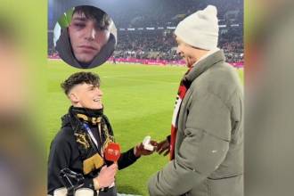 Él es Pascal Kaiser, árbitro de la Bundesliga de Alemania. Le pidió matrimonio a su pareja en un partido. FOTOS: TOMADAS DE X @CURIOSIDADESEU (PRINCIPAL) Y @VICTORG91 (DETALLE)