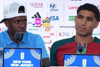 El delantero brasileño Vinícius Junior (izq.) y el defensa marroquí Hakimi. FOTO: @TNTSPORTSMEX
