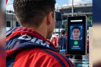 Ingreso al estadio Atanasio Girardot DIM por reconocimiento facial. FOTO: CORTESÍA DIM OFICIAL