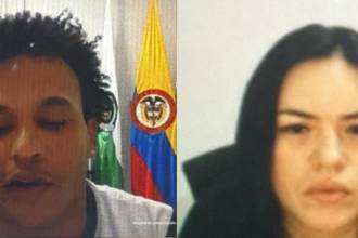 Iván Ramiro Cuello Bedoya y Angie Liseth Duque Henao, alias la Gata, señalados de asesinar a un joven por robarle en un bus. FOTOS: FISCALÍA 
