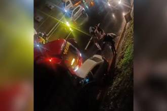 El choque generó una fuerte congestión vehicular en el sector. FOTO: CORTESÍA DENUNCIAS ANTIOQUIA