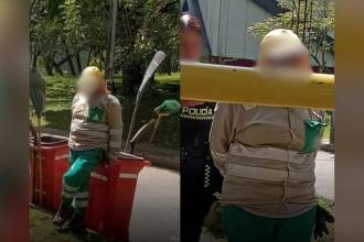 Mujer capturada en Itagüí. FOTO: EL ITAGUISEÑO 