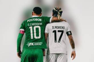 Los capitanes Edwin Cardona de Atlético Nacional (izq.) y Dayro Moreno de Once Caldas (der.). FOTO: ATLÉTICO NACIONAL