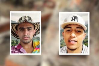 Luis Andrés García (izq.) y Yevinson Andrés Correa (der.), los hombres que murieron tras el colapso de un muro en Ituango. FOTO: REDES 