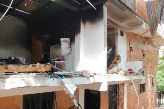 Vivienda donde se originó el incendio en Bello. /FOTO: ALCALDÍA DE BELLO 