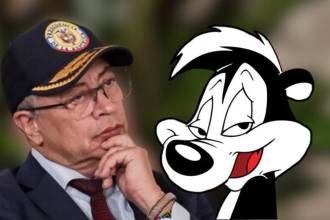 En su mensaje, el presidente habló de seducción, poesía y hasta de cómo “se perpetúa la humanidad”, al mejor estilo de Pepé le pew (izq). FOTO: COLPRENSA