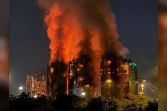 Incendio en Hong Kong. FOTO: AP / AFP