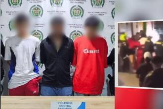 Capturados por agredir a policías en Amagá. FOTOS: DEPARTAMENTO DE POLICÍA ANTIOQUIA Y CAPTURA DE VIDEO