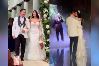 Su primer baile como esposos fue una canción del Grupo Niche que cantó Andy Rivera. FOTO: CAPTURA DE VIDEO INSTAGRAM @JHONNYRIVERA