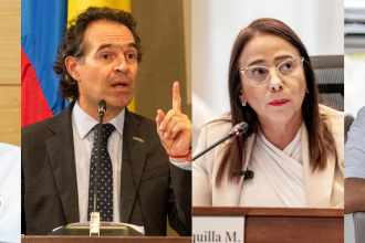 Funcionarios públicos denuncian presunto plan de atentado en su contra. De izq. a der.: Manuel Villa, Federico Gutiérrez, Claudia Carrasquilla y Andrés Tobón. /FOTOS: ARCHIVO