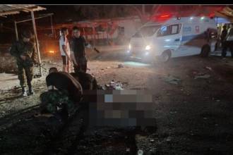 La base militar atacada en zona rural de Aguachica quedó afectada tras el uso de drones cargados con explosivos. FOTO: TOMADA DE X @ERIKAFONTALVO.