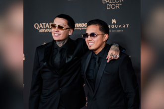 Blessd (Izquierda) y Dímelo Jara (Derecha) en la gala del Balón de Oro 2025. /FOTO: @BLESSDOFICIAL